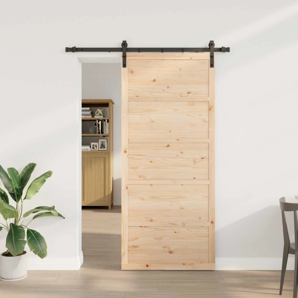 Porta scorrevole Naturale 80 x 208 cm Legno Massello di Pino
