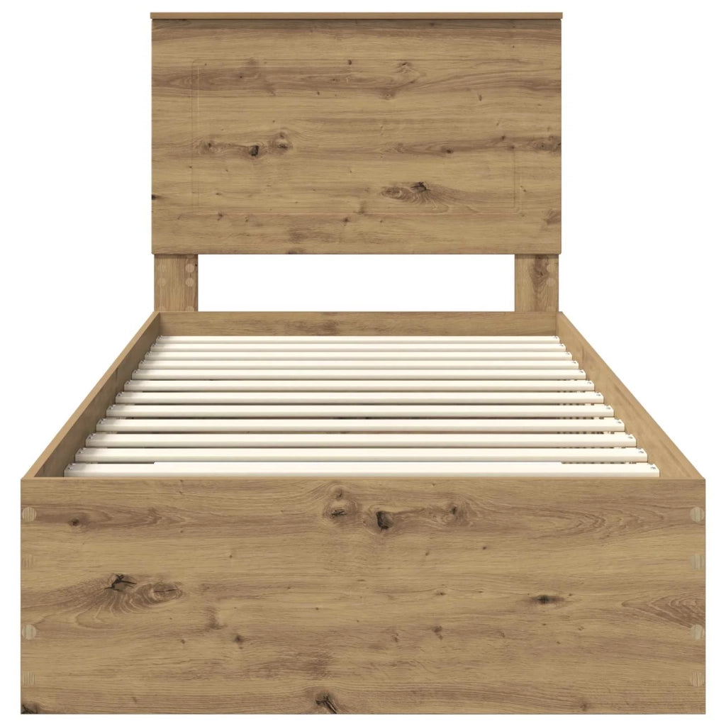 Struttura del letto con testiera Rovere artigianale 90 x 200 cm 3409711