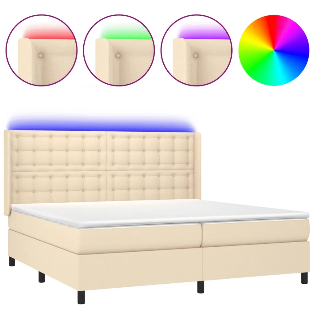 Letto a Molle Materasso e LED bianco 200x200cm in Tessuto 3138666