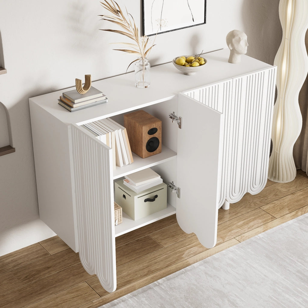 Sideboard a goccia con ante sagomate e cerniere ammortizzate