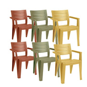 Sedie da Giardino Keter Julie Effetto Legno 6 Pz Colore: Mix Colore (2 Verde + 2 Rosso + 2 Giallo)