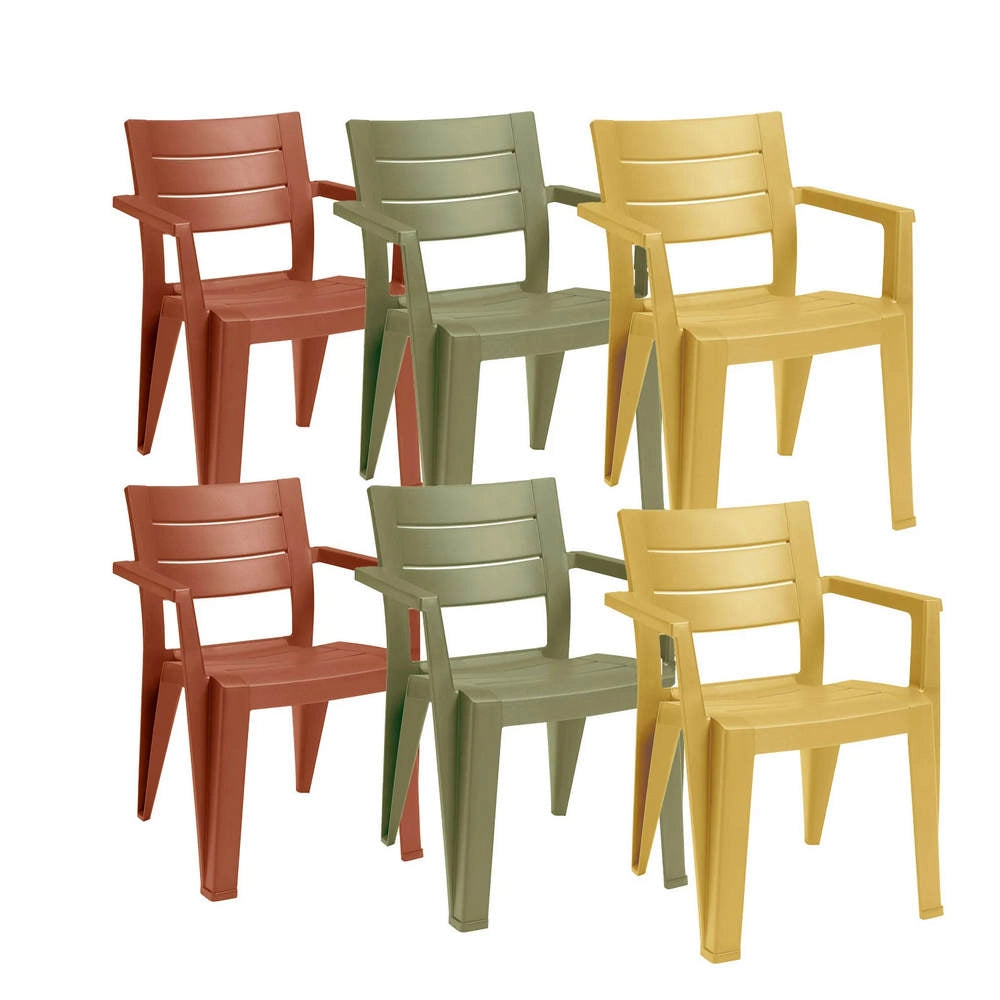 Sedie da Giardino Keter Julie Effetto Legno 6 Pz Colore: Mix Colore (2 Verde + 2 Rosso + 2 Giallo)