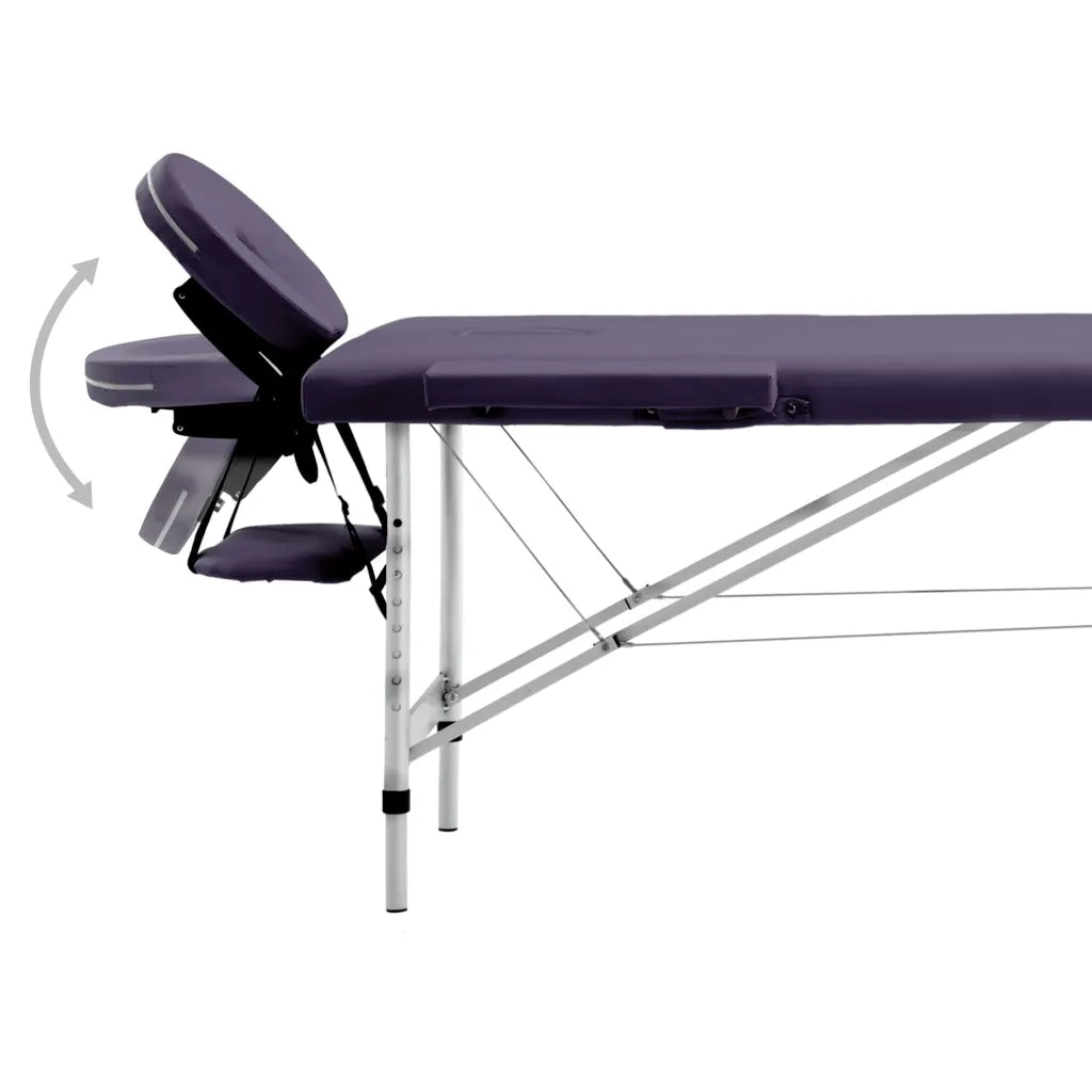 Lettino da Massaggio a 2 Sezioni in Alluminio Viola 110195