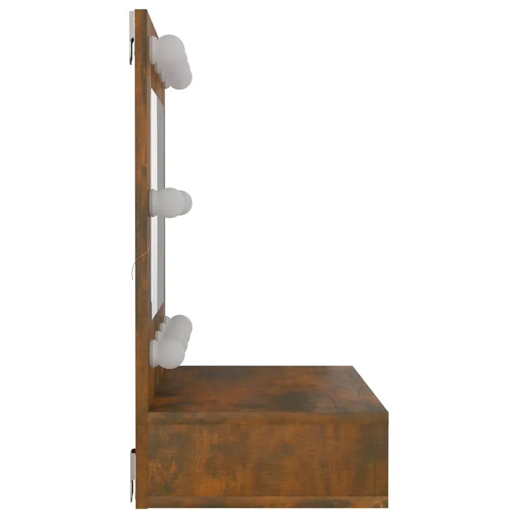 Mobile a Specchio | Armadio da bagno con LED Rovere Fumo 60x31,5x62 cm