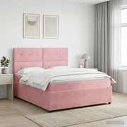 Letto Box Spring LED con Materasso Rosa 200 x 200 cm Velluto 3456142