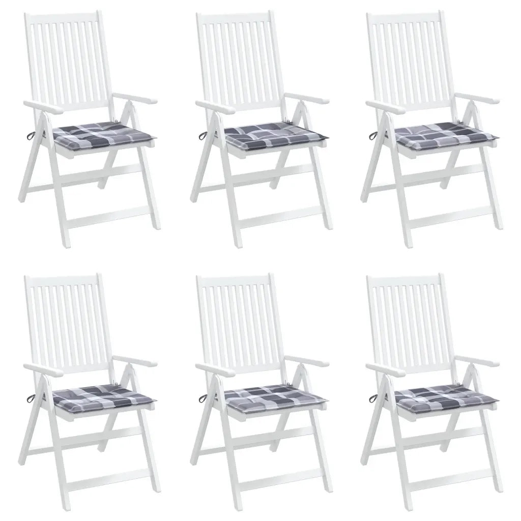 Cuscini per Sedia 6 pz a Quadri Grigi 40x40x3cm Tessuto Oxford