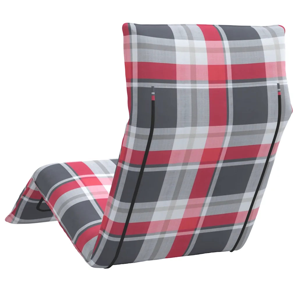 Lettino Pieghevole Quadri Rossi 175x54x8,5 cm in Tessuto Oxford