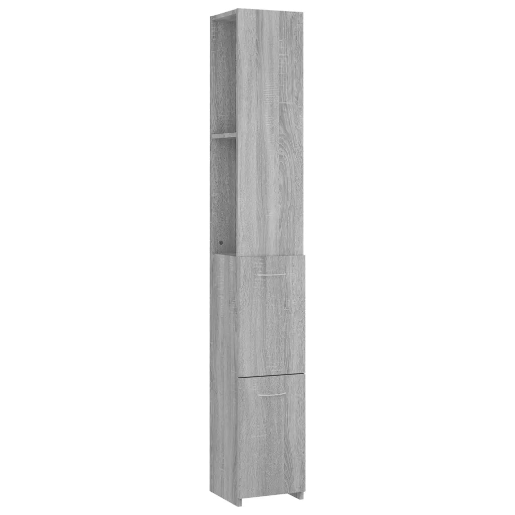 Armadietto Bagno Grigio Sonoma 25x25x170cm Legno Ingegnerizzato