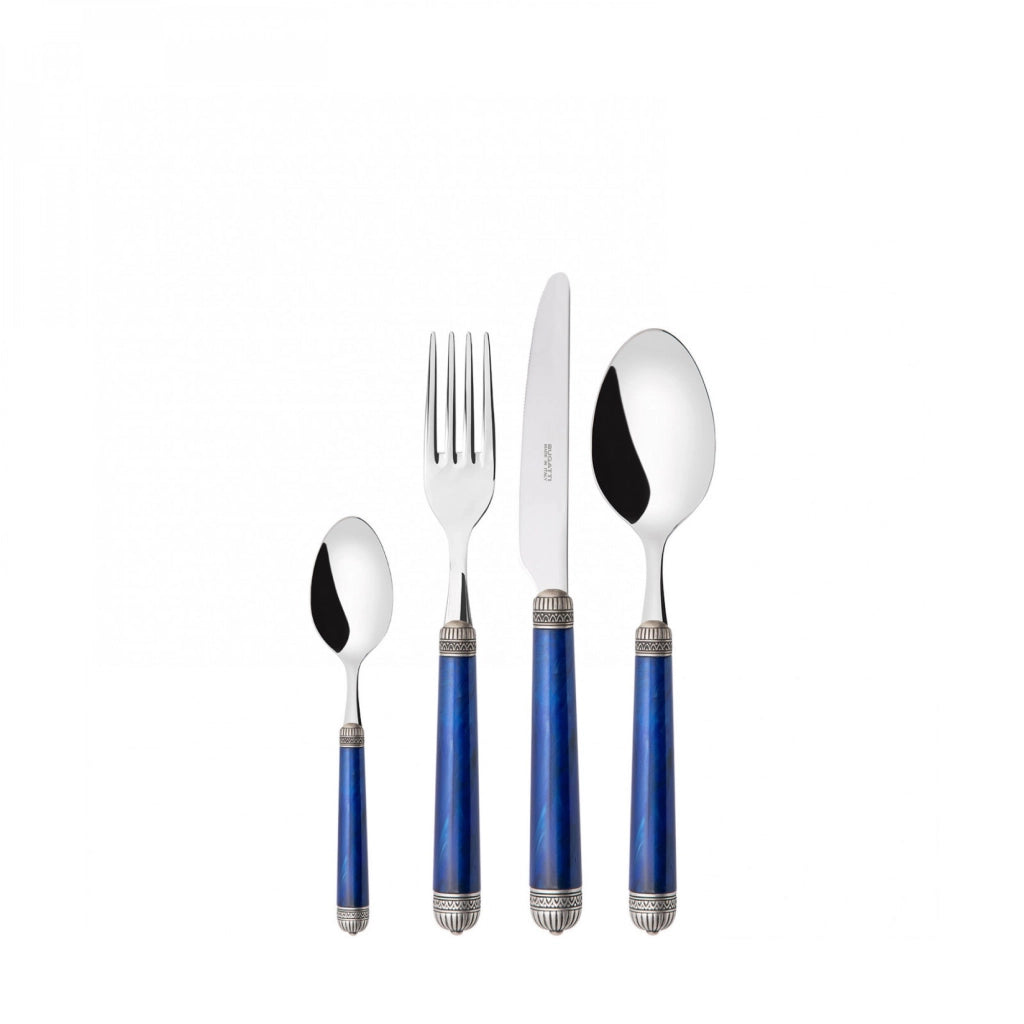 DORICO Ghiera Argento Anticato, Posate Set 24 Pz, Scatola