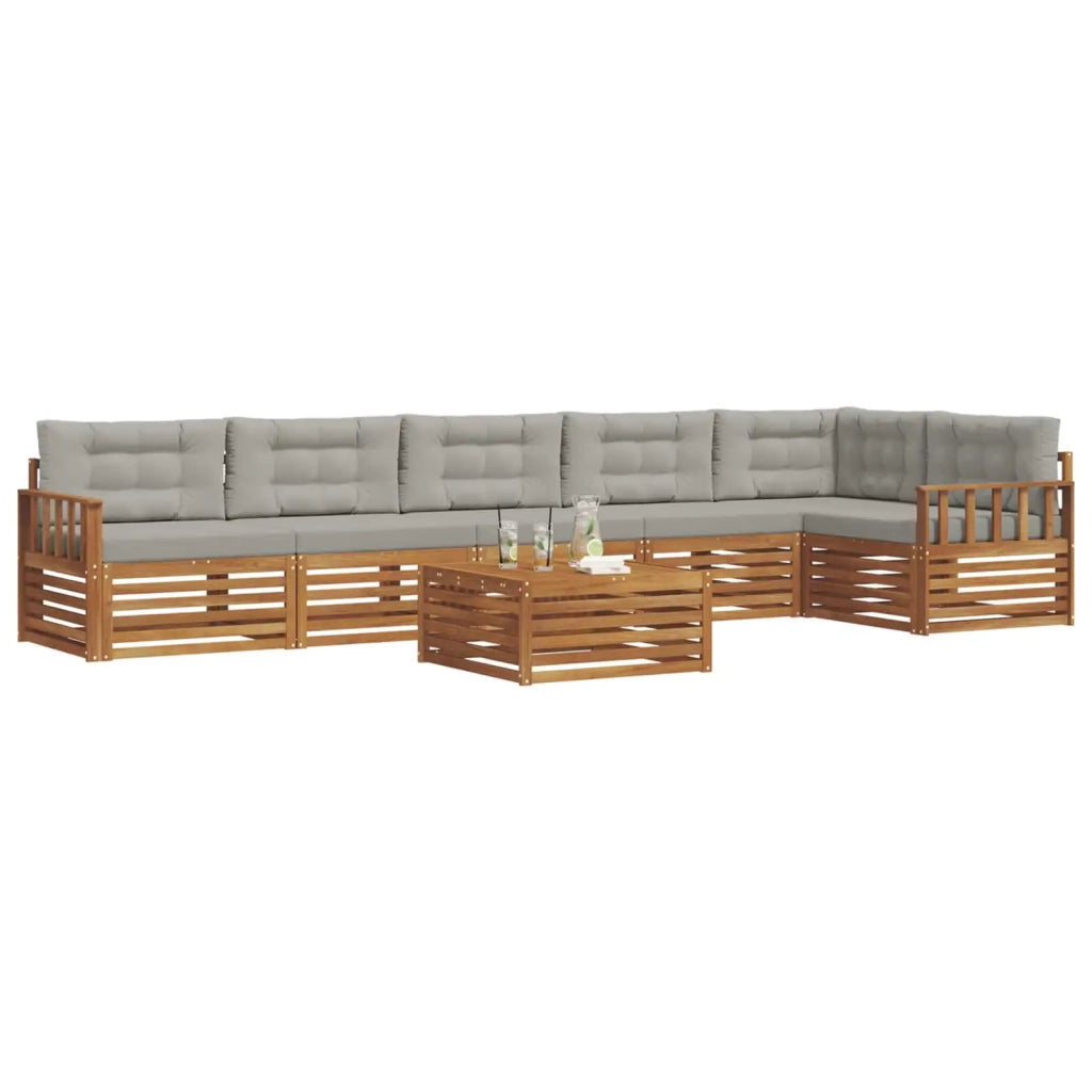 Set di divani da esterno 7 pcs Grigio Naturale e Chiaro