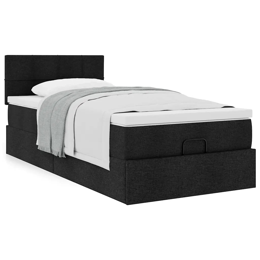 Pouf Letto con Materasso Nero 100x200 cm in Tessuto 3311437