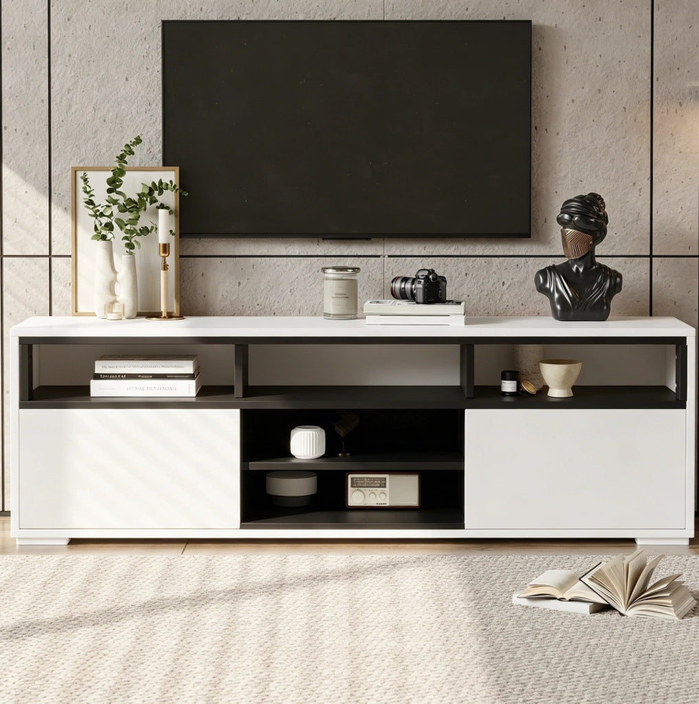 Mobile porta TV moderno con luce integrata e vani contenitori