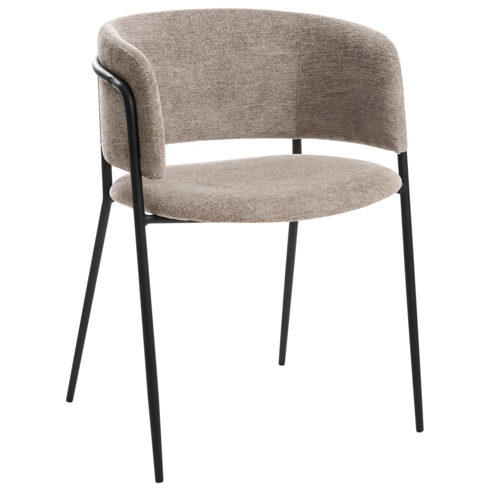 Set di 2 sedie da pranzo imbottite tortora braccioli Design moderno Base in metallo stile moderno