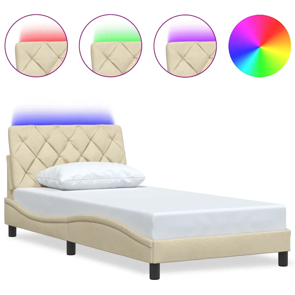 Giroletto con LED senza Materasso Crema 100x200 cm in Tessuto 3310655