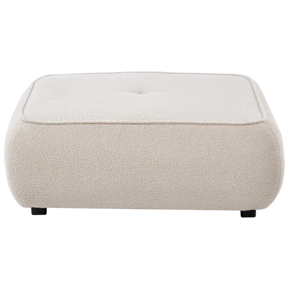 Pouf quadrato in tessuto bianco sporco imbottitura di qualità decorativo stile Moderno per soggiorno
