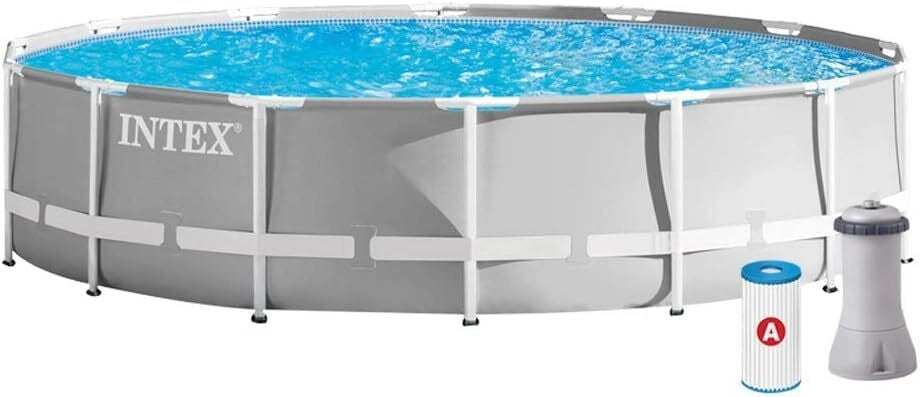 Intex 26720 Piscina Rotonda Fuoriterra Grigio 427X107 cm 427x107 cm Con Pompa Filtro