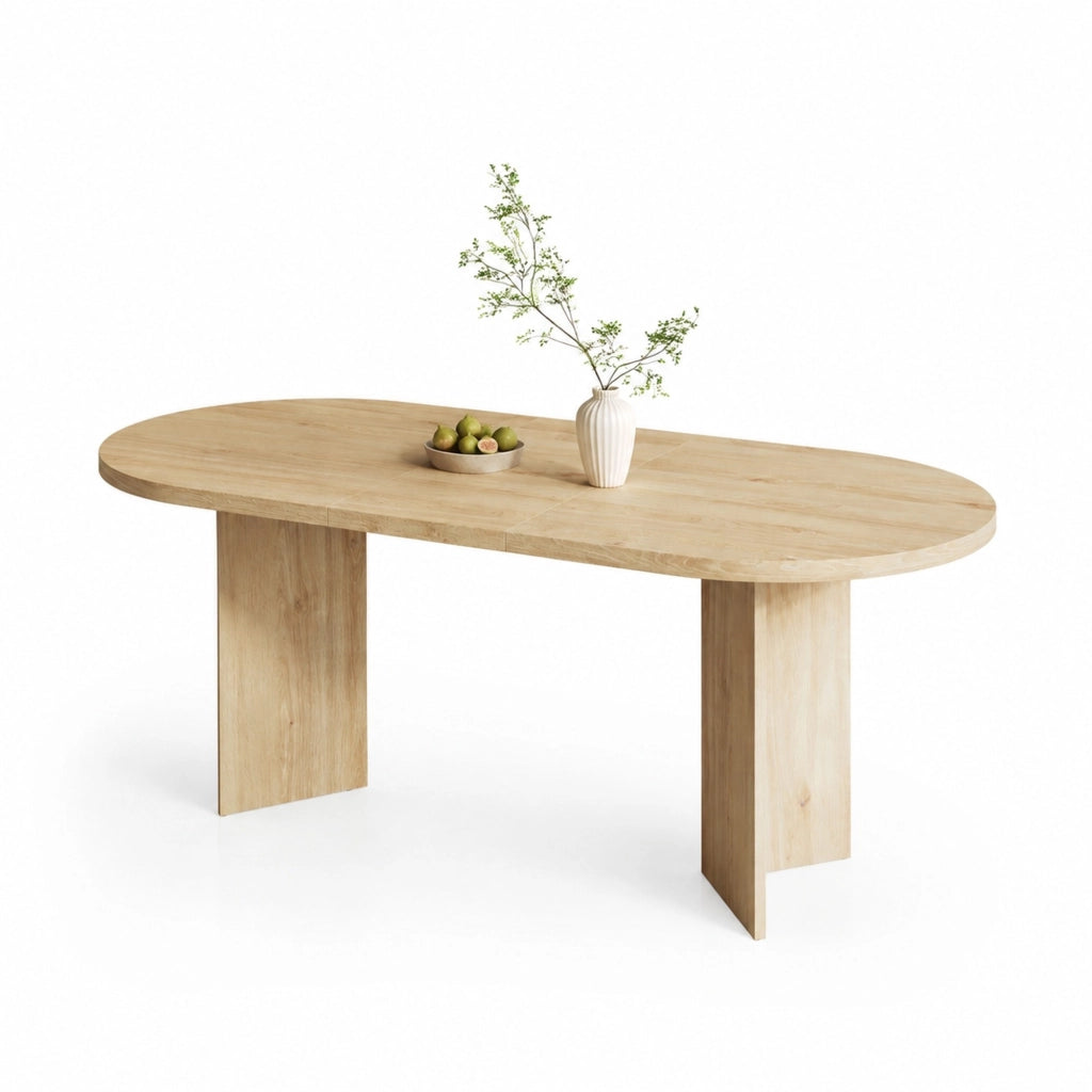 Tavolo da pranzo moderno per 6-8 persone; piano 18 mm; bordi arrotondati; rovere