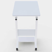 Tavolino Porta PC Computer da Letto Divano Regolabile con Ruote Bianco