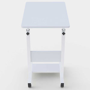 Tavolino Porta PC Computer da Letto Divano Regolabile con Ruote Bianco
