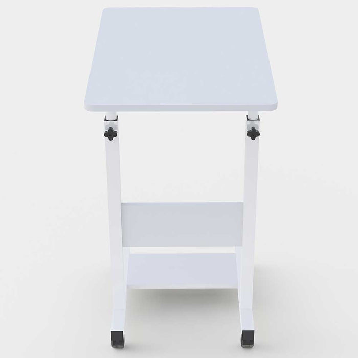 Tavolino Porta PC Computer da Letto Divano Regolabile con Ruote Bianco