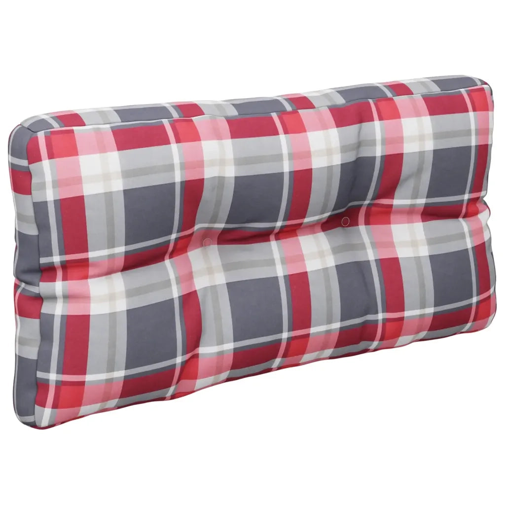 Cuscini per Pallet 2 pz Rossi a Quadri in Tessuto 360702