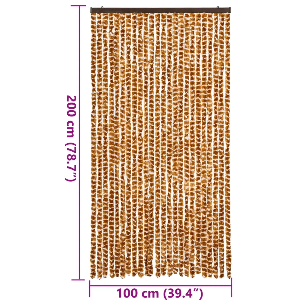 Tenda Antimosche Ocra e Bianca 100x200 cm in Ciniglia CFW7760347