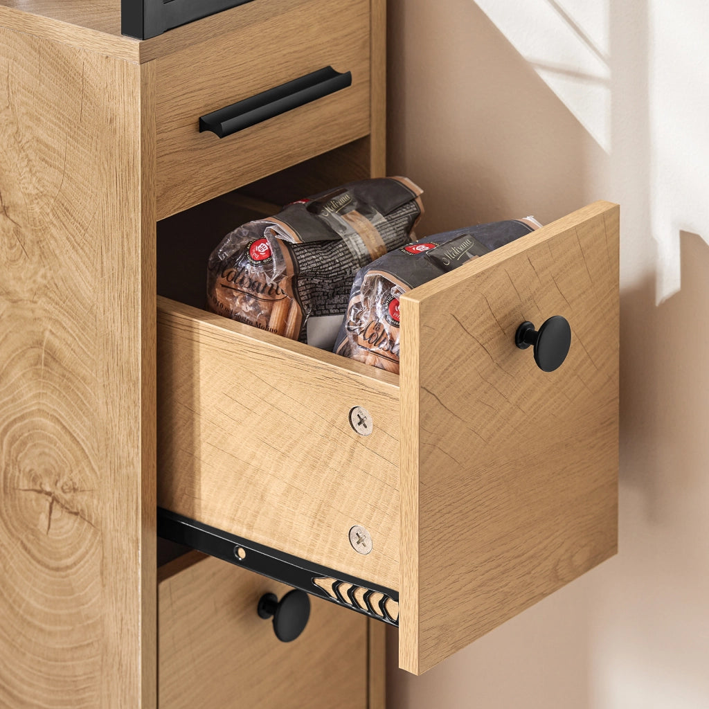 SoBuy Carrello Salvaspazio con Cassetti e Ruote, Mobiletto Multiuso per Cucina, Bagno e Lavanderia Naturale 20x40x170 cm NSR13-N