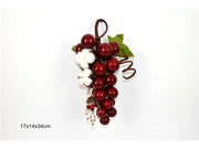Decorazione Natale Grappolo Uva Fiore con Cotone Bacche e Pigne 34 cm