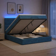 Letto Ottomano con Materasso e LED Blu scuro 140 x 190 cm 3458305
