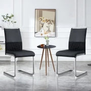 Set di 2 Sedie moderne per sala da pranzo, con schienale alto, in PU e tessuto, per Cucina e ufficio, Nero