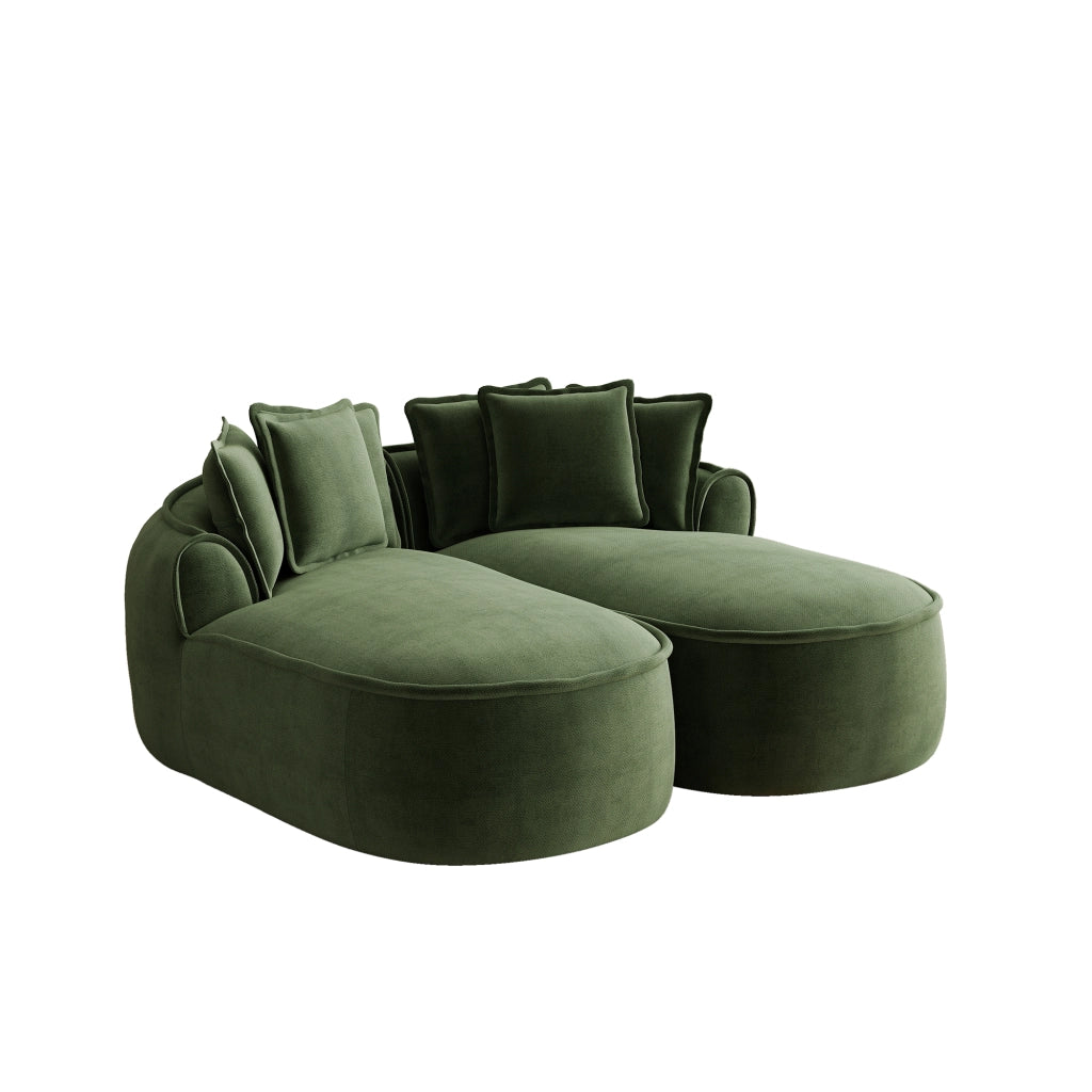 Divano modulare senza struttura convertibile in letto; seduta ergonomica; in ciniglia; verde