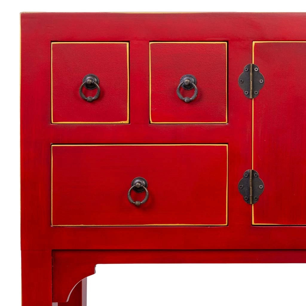 Credenza in legno con 6 cassetti e 2 porte 95x24x79h cm