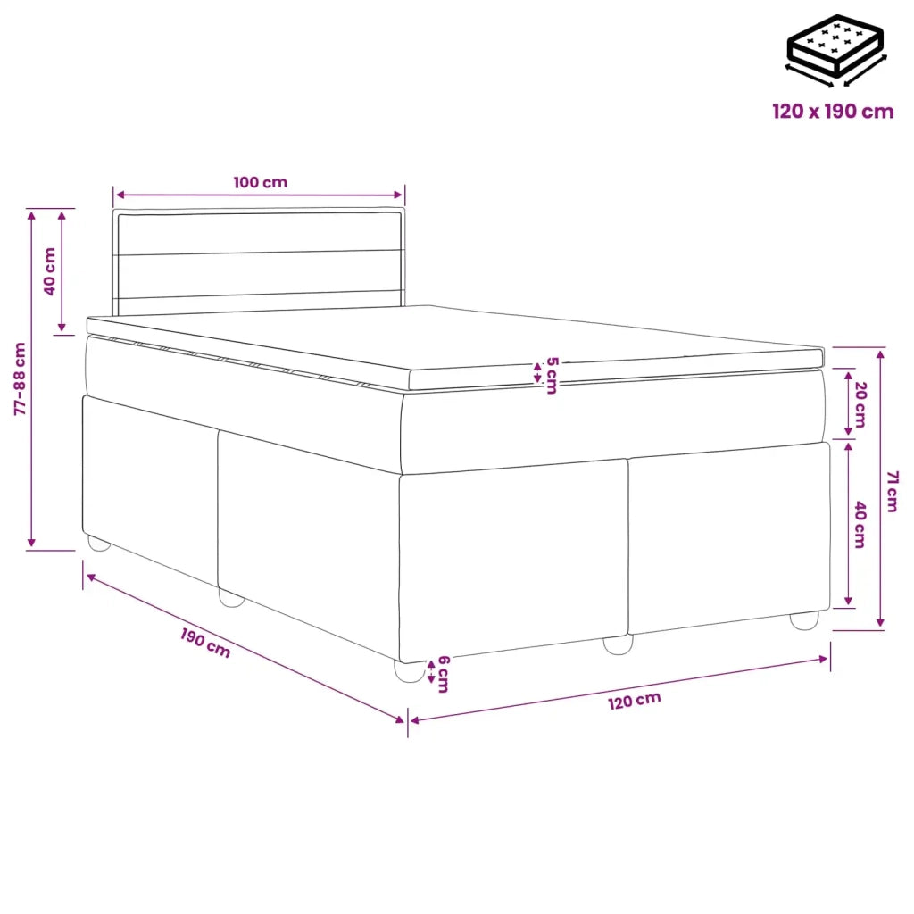 Letto box spring con materasso Nero 120 x 190 cm Tessuto 3450904