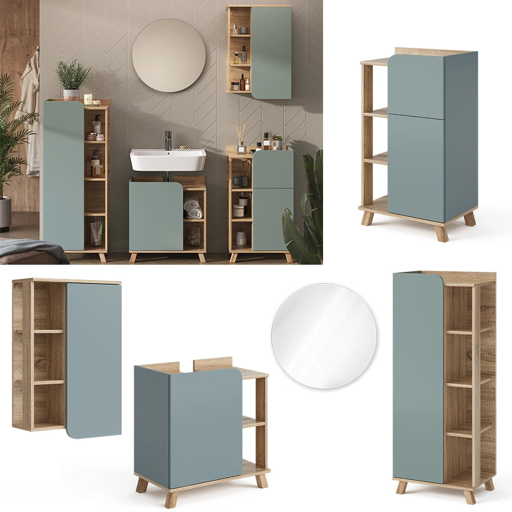 Vicco Set di mobili da bagno Grigio-blu 5 parti