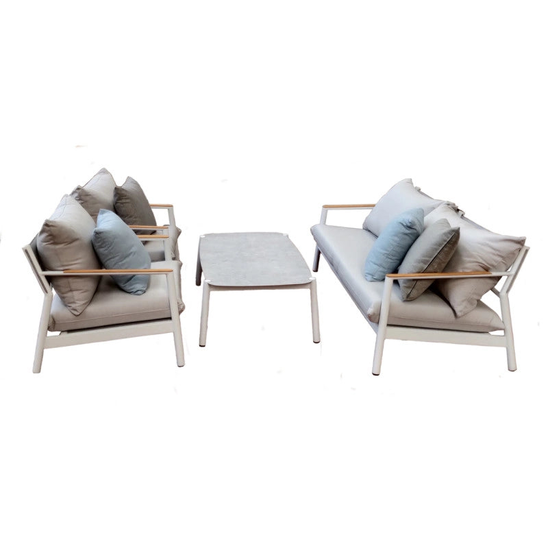 Set cassis MOIA in alluminio bianco e teak bianco
