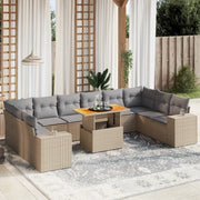 Set Divani da Giardino 11 pz con Cuscini Beige in Polyrattan 3272809
