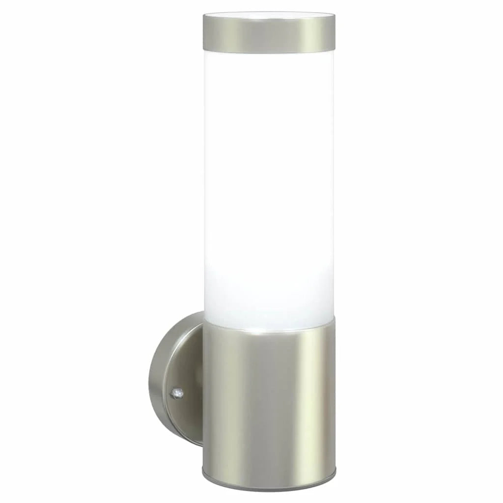 Set di 2 applique da giardino moderne e impermeabili 12 x 8,5 x 27 cm acciaio inossidabile argento 02_0056482