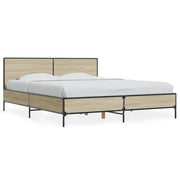 Letto matrimoniale | Letto per adulti | Giroletto Rovere Sonoma 160x200 cm in Legno Multistrato Metallo