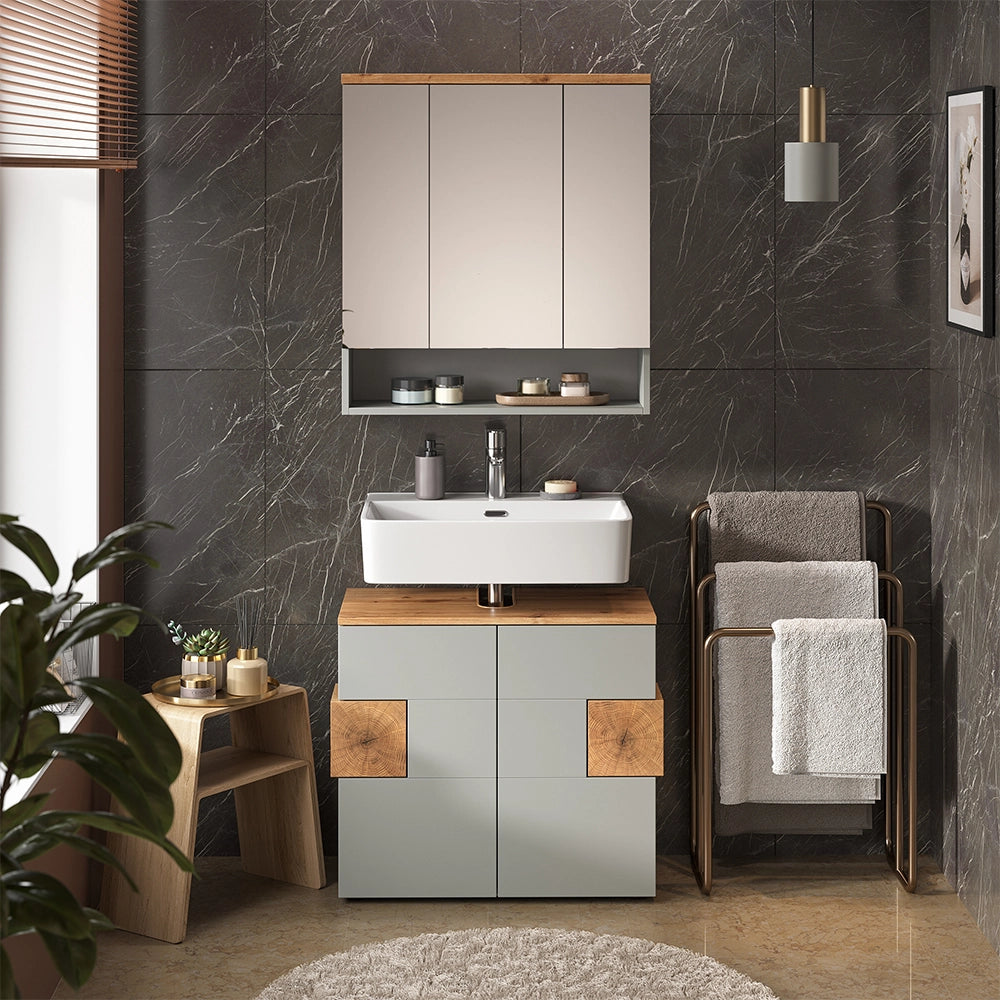 Vicco Set di mobili da bagno Grigio 2 parti