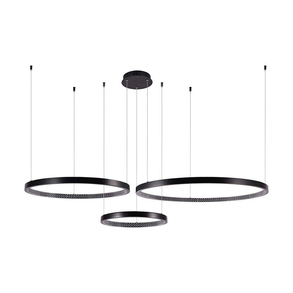 Lampada sospesa LED 3 anelli nera 4000K V-TAC VT-7824