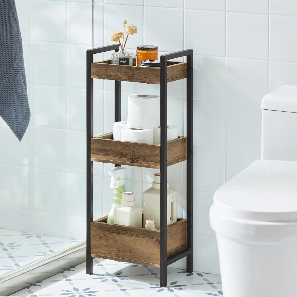 biancheria bagno cesta bagno cesta biancheria Scaffale Bagno cesta scaffale mobili bagno salvaspazio marrone FRG226-F