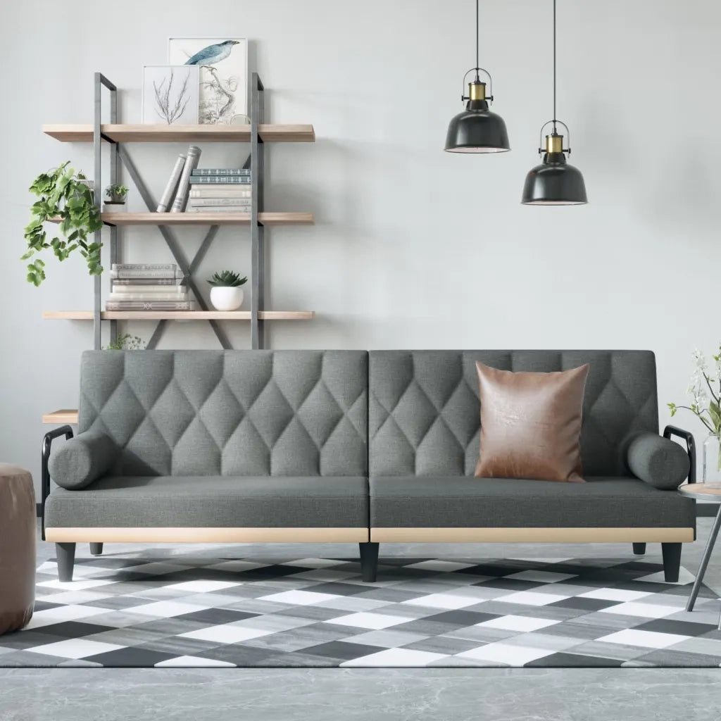 Divano letto | Sof¨¤ letto | Letto singolo con Braccioli Grigio Scuro in Tessuto