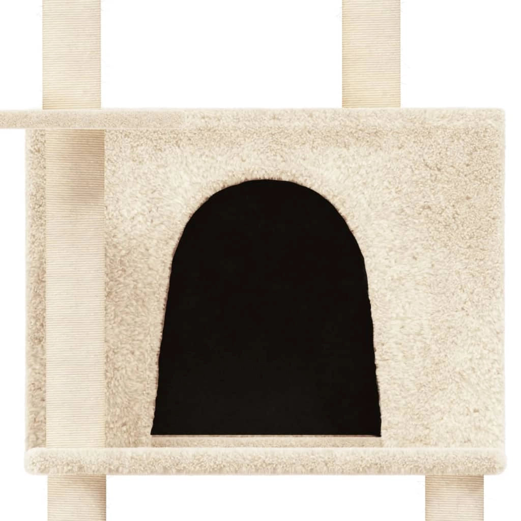 Tiragraffi per gatti torre per arrampicata giocattolo piattaforma per arrampicata con tiragraffi in sisal 166 cm crema 02_0022492