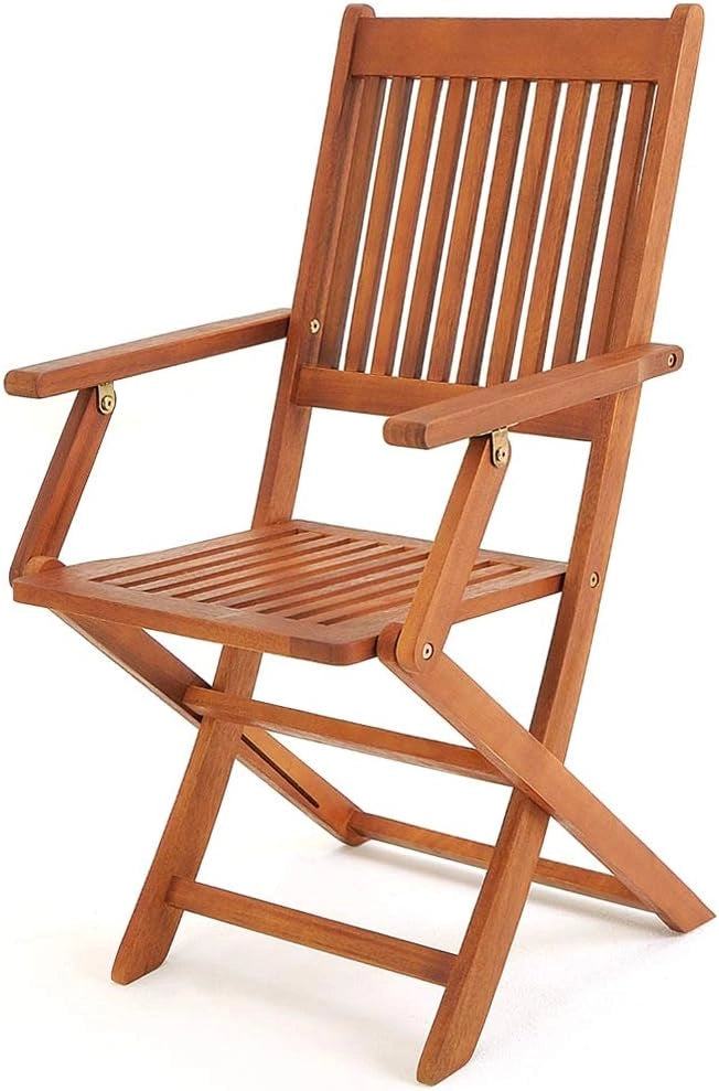 Deuba Sedie da Giardino Set di 4 Sydney pieghevoli in Legno di Acacia con braccioli Certificazione FSC® patio sedie da pranzo terrazza balcone