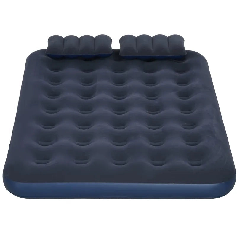 Letto Gonfiabile con Pompa a Mano e 2 Cuscini in PVC 152x203x22 cm; Blu