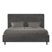 Letto Matrimoniale 160x190 cm con Rete e Contenitore Agueda Grigio