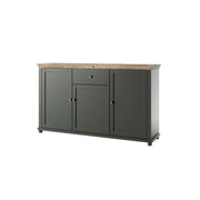 Buffet 160cm con 3 porte e un cassetto collezione ASSIA. Colori verde e rovere.