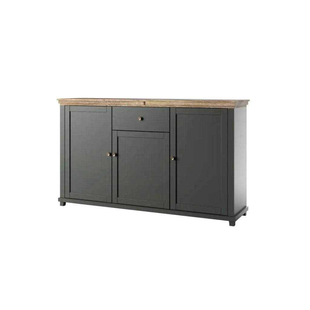 Buffet 160cm con 3 porte e un cassetto collezione ASSIA. Colori verde e rovere.