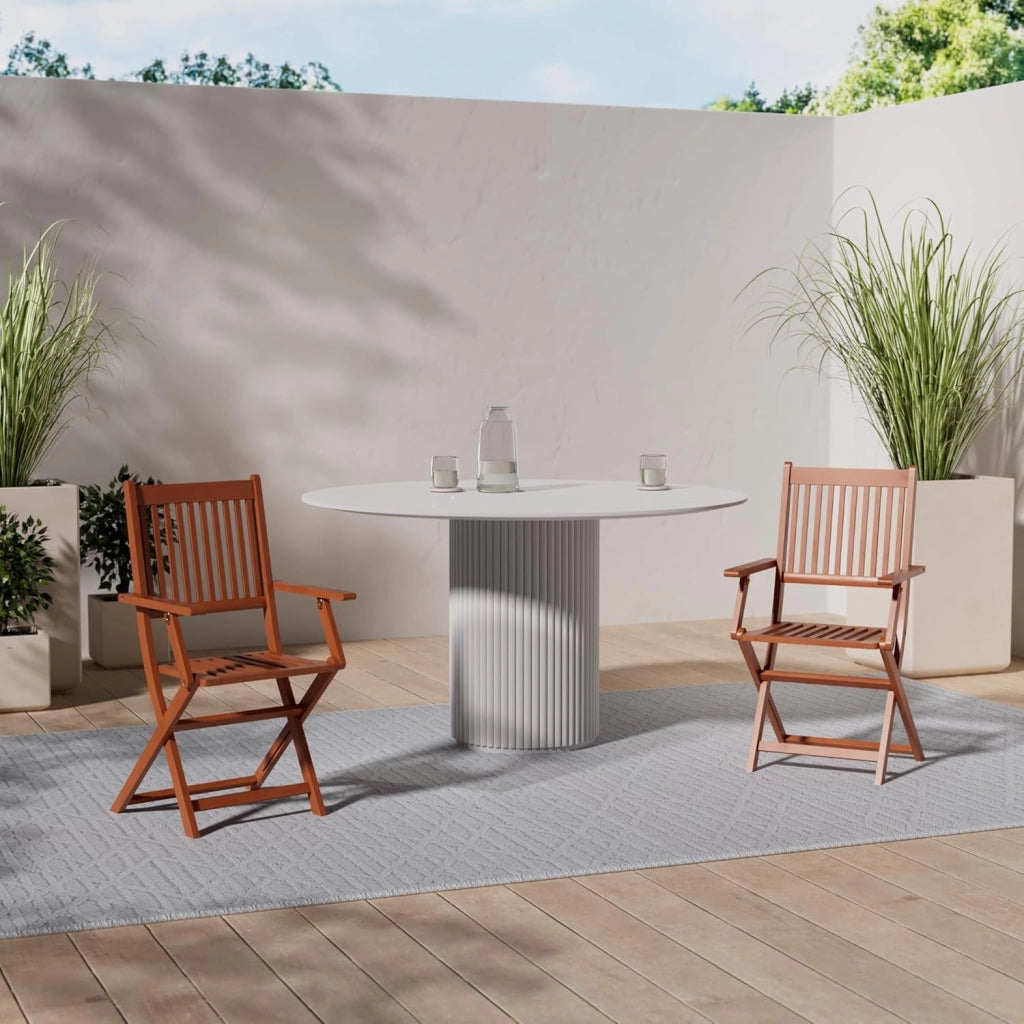 Deuba 2 Sedie da Giardino Sydney Set Pranzo Pieghevoli Legno di Acacia braccioli Certificazione FSC