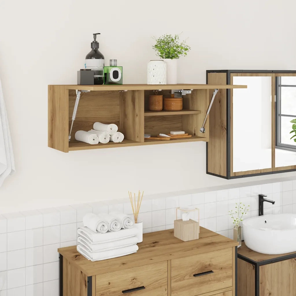 Mobiletto da Bagno Rovere Artigianale 80x25x30 cm in Truciolato